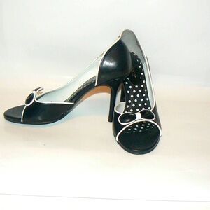 Women’s 3 inch Black High Heels With White Trim